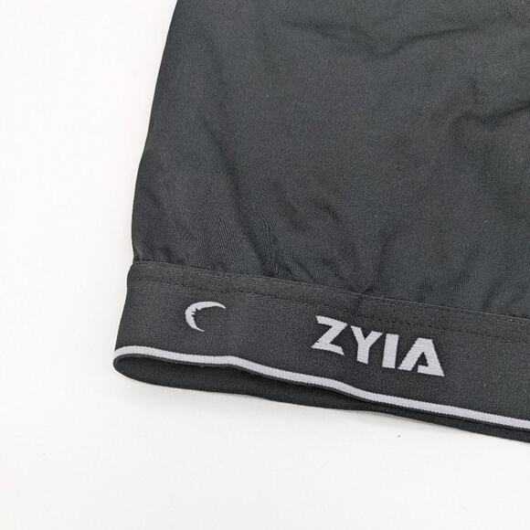Zyia Active Black Racerback Comfort Sports Bra Logo Spellout Band Size S - Picture 2 of 4